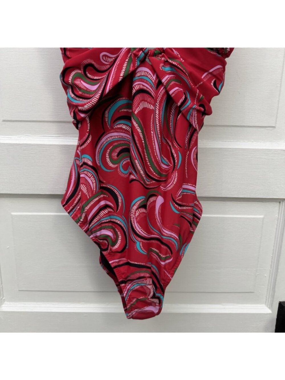 Venus Barbados One Piece Swimsuit 20 Pink Paisley Plunge Cutout O-Ring - Picture 4 of 9